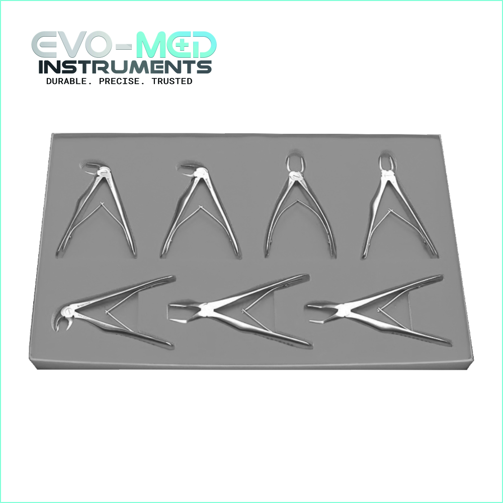 Set of 7 extracting forceps for Children Klein